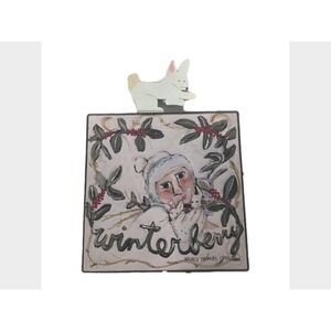 Christmas Nancy Thomas Winterberry Snow Bunnies Metal Wall‎ Plaque w/ Bunny